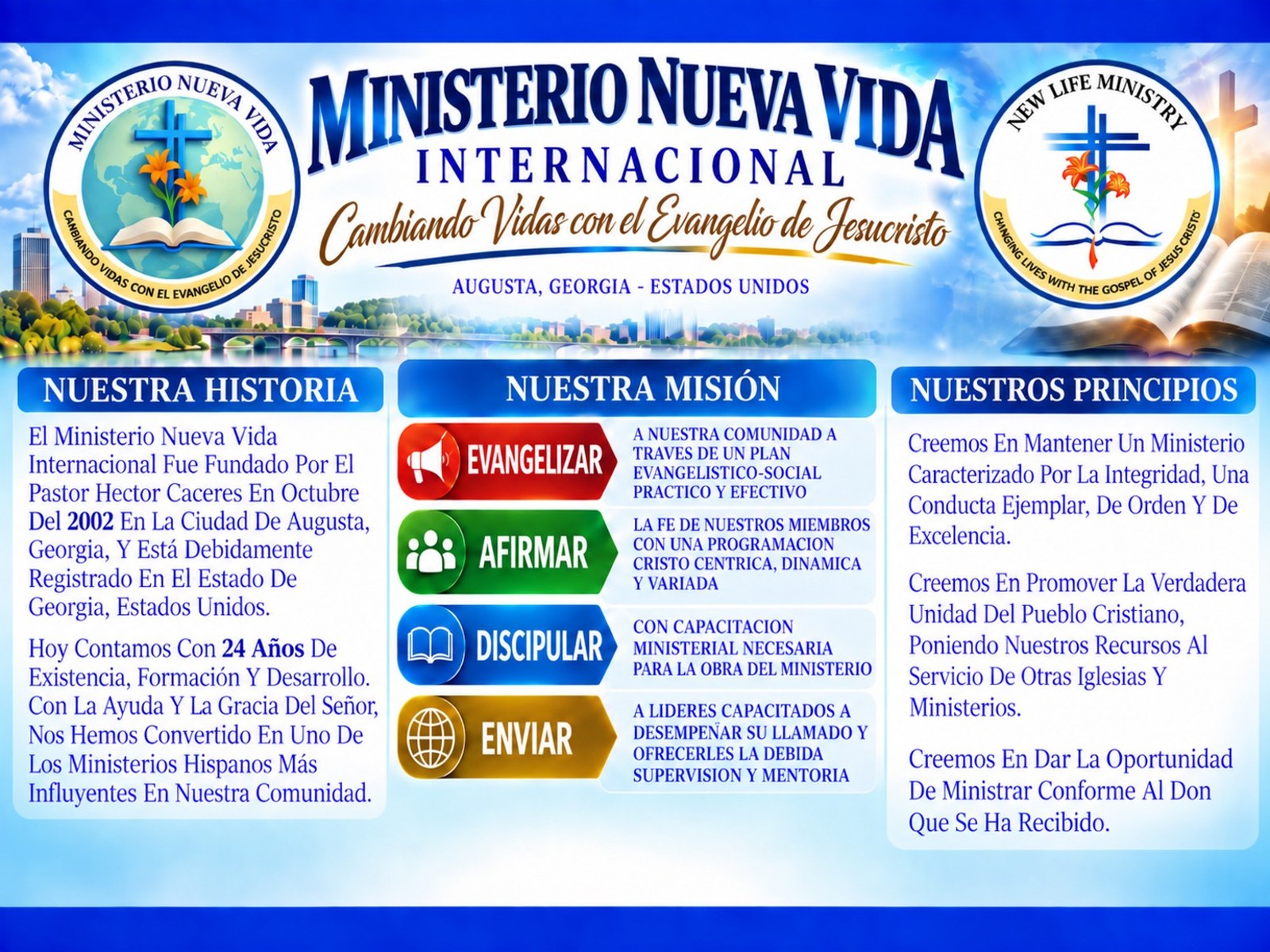 Nuestra Historia, Nuestra Misión y Nuestros Principios — Ministerio Nueva Vida Internacional