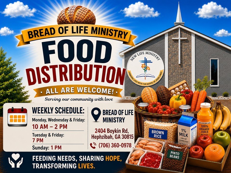 Bread of Life Ministry food distribution, all are welcome