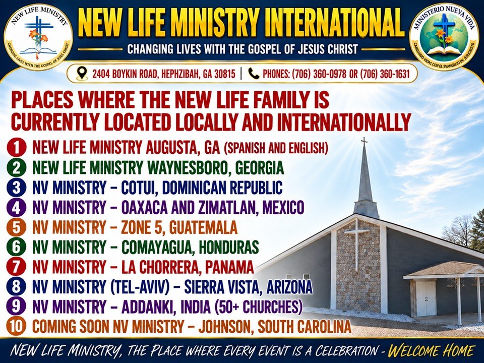 Places where the New Life family is currently located locally and internationally