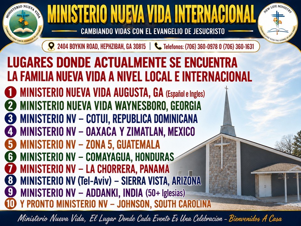 Lugares donde se encuentra la Familia Nueva Vida a nivel local e internacional