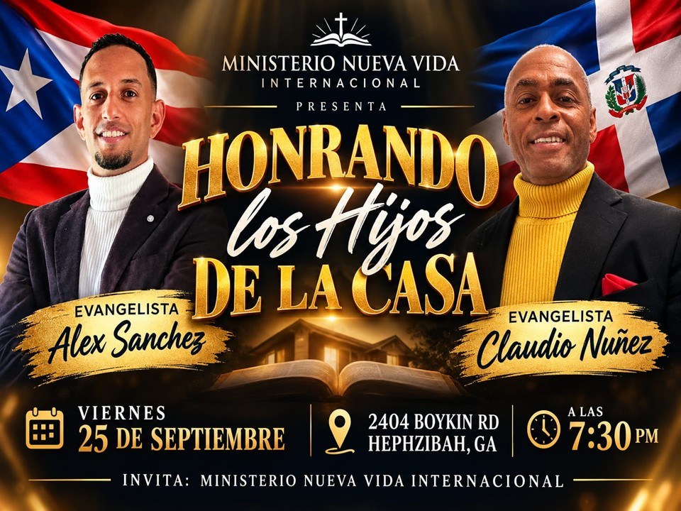 Honrando los Hijos de la Casa, con los Evangelistas Alex Sánchez y Claudio Núñez, Viernes 25 de Septiembre 2026