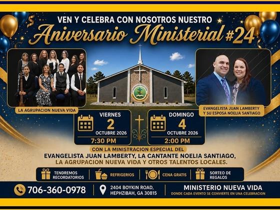 Aniversario Ministerial #24, Viernes 2 y Domingo 4 de Octubre 2026