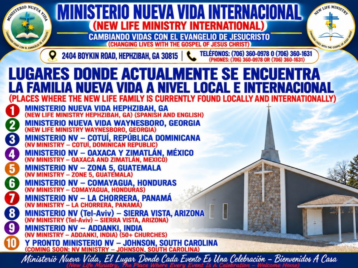 Lugares donde actualmente se encuentra la Familia Nueva Vida a nivel local e internacional